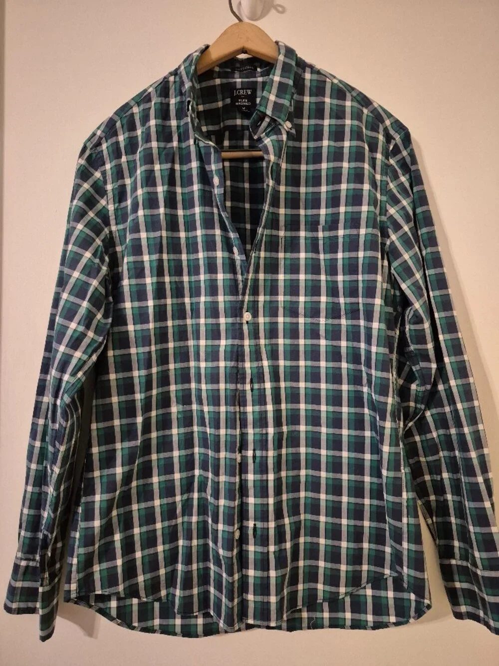 J. Crew M Flex Washed Tartan Button Down Shirt Plaid‎ Classic Preppy Officewear